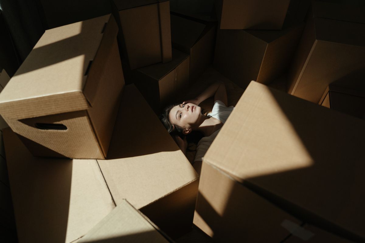 Cajas de mudanza apiladas